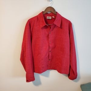 Chicos southwestern paisley button down soft red long sleeve blouse size XL